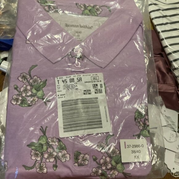 NWT  woman within lavender and white floral polo sZ 5x - Picture 3 of 3